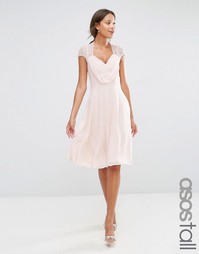 Кружевное платье миди ASOS TALL Kate - Телесный