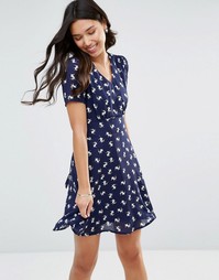 Yumi Tea Dress In French Bulldog Print - Темно-синий