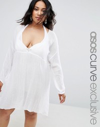 Пляжная туника из жатого хлопка ASOS CURVE - Белый