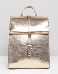 ASOS Metallic Roll Top Backpack - Розовое золото