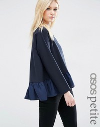 Oversize-свитшот с полупрозрачной оборкой по низу ASOS PETITE