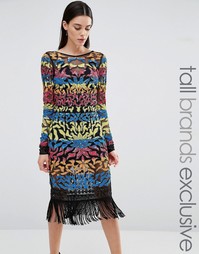 Платье мини с длинными рукавами и отделкой пайетками Maya Tall