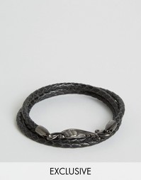 Плетеный кожаный браслет Simon Carter эксклюзивно для Asos - Черный