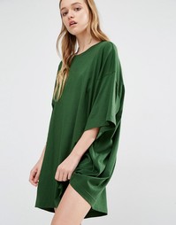 Платье-футболка Weekday Huge - Темно-зеленый