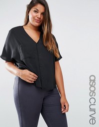 Блузка-кимоно с V-образным вырезом ASOS CURVE - Черный