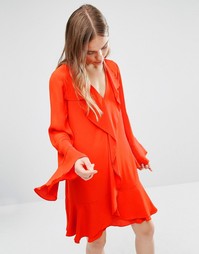 Свободное платье с оборкой на горловине BCBG Max Azria