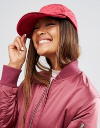 Стеганая бархатная бейсболка ASOS - Burgundy