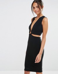 Облегающее платье с вырезом и кольцом Missguided - Черный