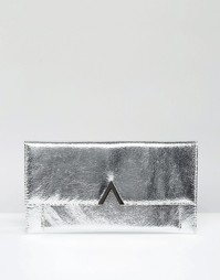 ASOS Metallic Slim Metal Bar Clutch Bag - Серебряный