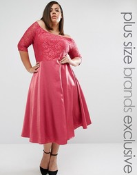 кружевное платье миди с пышной юбкой Truly You - Розовый