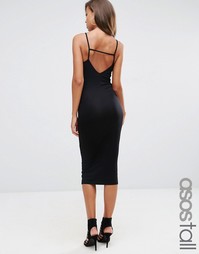 Облегающее платье миди с бретельками сзади ASOS TALL - Черный