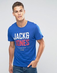Футболка с логотипом на груди Jack and Jones - Синий