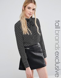 Блузка в горошек с завязкой у горловины Fashion Union Tall