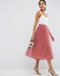 Многослойная юбка для выпускного из тюля ASOS WEDDING - Темно-розовый