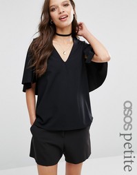 Топ с рукавами‑кейп ASOS PETITE - Черный