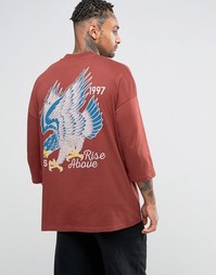 Свободная футболка с рукавами 3/4 ASOS - Красно-бурый