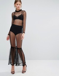 Полупрозрачное платье макси Vero Moda - Черный