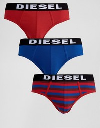 3 трусов в полоску с логотипом на поясе Diesel - Красный
