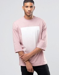 Oversize-футболка с рукавами 3/4 и принтом ASOS - Розовый