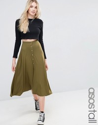 Юбка миди на пуговицах ASOS TALL - Хаки