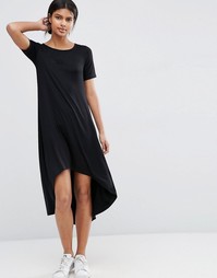 Платье-футболка с заниженной кромкой ASOS - Черный