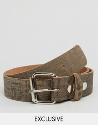 Коричневый кожаный ремень с эффектом потертости Reclaimed Vintage