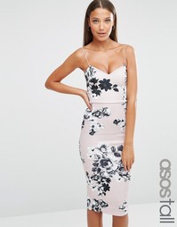Платье-футляр миди на бретельках с цветочным принтом ASOS TALL