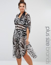 City Chic Curve Animal Print Kaftan - Мульти