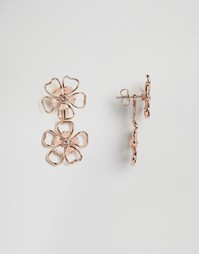 Серьги с эмалированными подвесками в виде двойных цветков Ted Baker