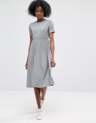 ASOS Midi Smock Dress with Cut Out Back - Серый