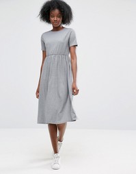 ASOS Midi Smock Dress with Cut Out Back - Серый