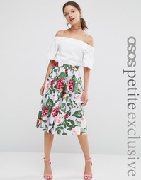 Пышная юбка с цветочным принтом ASOS PETITE - Мульти