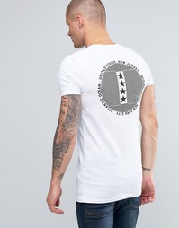 Белая удлиненная футболка с принтом звезд и полосок ASOS - Белый