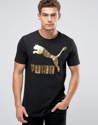 Черная футболка с логотипом цвета металлик Puma Archive 57151331
