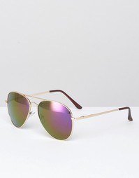 Золотистые авиаторы с зеркальными стеклами AJ Morgan