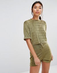 Укороченная футболка Boohoo Co Ord - Хаки