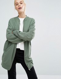 Длинная трикотажная куртка-пилот Monki - Хаки