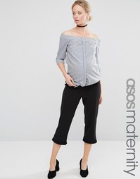 Брюки-галифе для беременных с рюшами ASOS Maternity - Черный