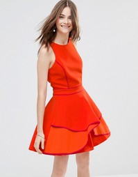 Короткое приталенное платье со вставкой Adelyn Rae - Оранжевый