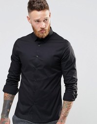 Зауженная черная рубашка с длинными рукавами ASOS - Черный
