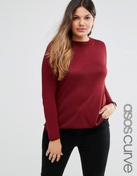 Джемпер с круглым вырезом ASOS CURVE - Темно-красный