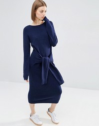 Платье-джемпер с завязками ASOS - Темно-синий