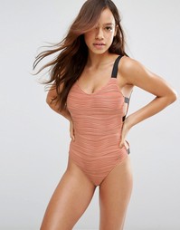 Слитный купальник с эластичными вставками по бокам и вырезом на спине Asos