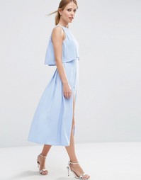 Платье миди с укороченным топом и запахом ASOS - Синий