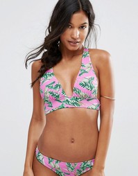 Бикини-топ с треугольными чашечками и принтом ASOS - Hot tropic