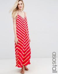 Платье макси в шевронную полоску ASOS TALL - Красный