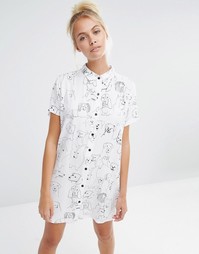 Oversize-рубашка с принтом собаки Lazy Oaf - Белый