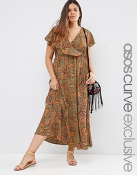 Платье макси с цветочным принтом пейсли ASOS CURVE - Мульти