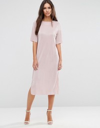 Платье-футболка ASOS Plissé - Телесный