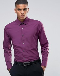 Зауженная рубашка в строгом стиле Number Eight Savile Row - Burgundy
